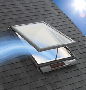 VELUX Solar Powered 'Fresh Air' Skylight on roof